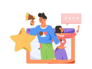 Business people working in flat vector concept operation hand drawn illustration
