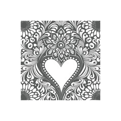 The heart-shaped frames ornate and floral elements are beautifully background for invitation card.