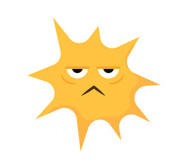 Concept Cartoon viruses. This vector cartoon illustration features a yellow virus in a flat style design, set against a clean white background. Vector illustration.