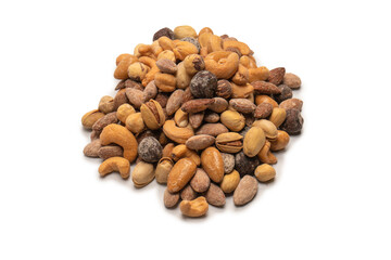  A group of almonds, pistachios, walnuts, macadamia, cashews.