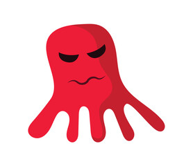 Concept Cartoon viruses. This is a vector illustration of a red, angry virus on a white background. Vector illustration.