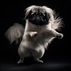 Pekingese dog portrait created using generative artificial intelligence tools.