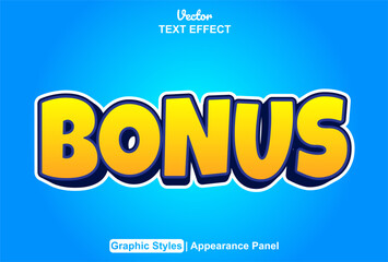 bonus text effect with orange graphic style and editable.