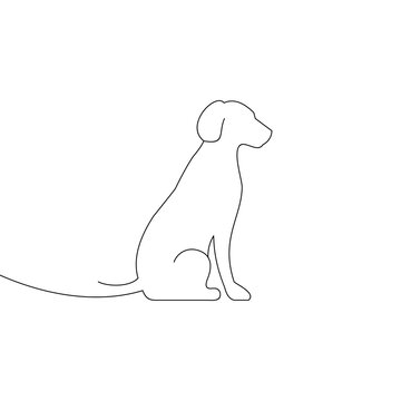 linear dog silhouette vector. dog logo icon template
