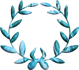 3D blue marble ceremonial frame with laurel wreath
