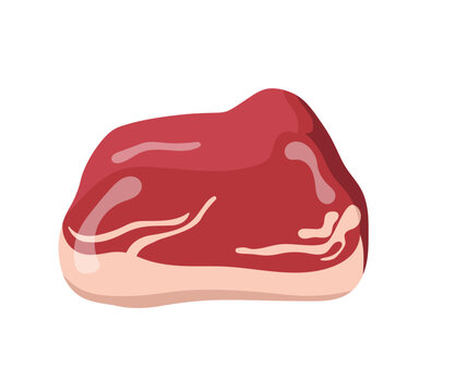 Concept Meat raw piece of meat. The illustration features a raw piece of meat as a meat product concept. Vector illustration.