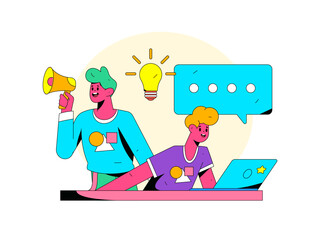 Business people working in flat vector concept operation hand drawn illustration
