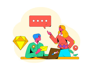 Business people working in flat vector concept operation hand drawn illustration
