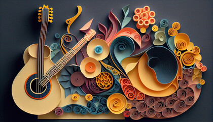 World music day background illustration. Generative AI.