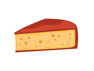 Concept Milk product piece of cheese. The illustration depicts a piece of cheese, as a milk product, against a flat background. Vector illustration.
