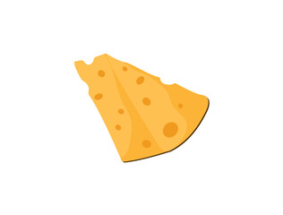 Concept Milk product piece of cheese. The illustration is a cartoon-style drawing of a piece of cheese, with a simple flat design. Vector illustration.