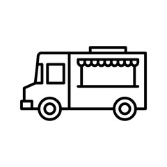 Street food truck icon. Trade van. Mobile cafe car. Transport to cook and sell meals.