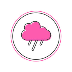 Filled outline Cloud with rain icon isolated on white background. Rain cloud precipitation with rain drops. Vector