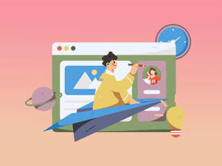 Business people working in flat vector concept operation hand drawn illustration
