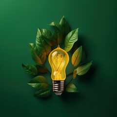 Renewable Energy - Lightbulb with Leaves