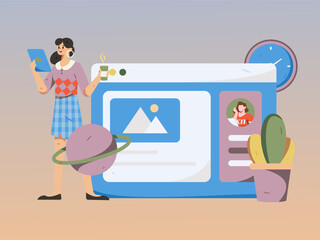 Business people working in flat vector concept operation hand drawn illustration
