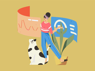 Business people working in flat vector concept operation hand drawn illustration
