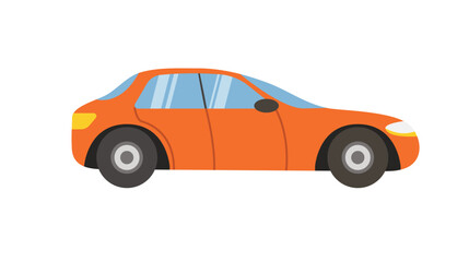 Fototapeta na wymiar Concept Car. This is a flat, web-style cartoon illustration featuring an orange car on a white background. The concept is centered around the car's design. Vector illustration.