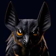 Black Bat with yellow eye portrait. created using generative  AI  