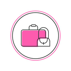 Filled outline Suitcase for travel icon isolated on white background. Traveling baggage sign. Travel luggage icon. Vector