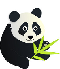 vector panda with a bamboo leaf 