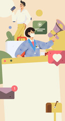 Business people working in flat vector concept operation hand drawn illustration
