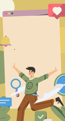 Business people working in flat vector concept operation hand drawn illustration
