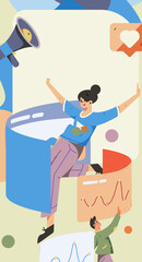 Business people working in flat vector concept operation hand drawn illustration
