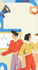 Business people working in flat vector concept operation hand drawn illustration
