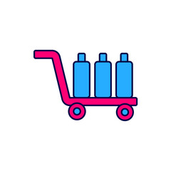 Filled outline Trolley suitcase icon isolated on white background. Traveling baggage sign. Travel luggage icon. Vector