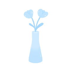 Cute pastel sky blue flower vase sticker about bedroom stationary