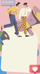 Business people working in flat vector concept operation hand drawn illustration
