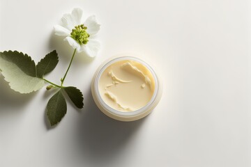 Soft face cream in a jar. Skin care product illustration generative ai