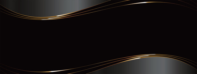 Fototapeta 高級感のあるラインのバナー　ブラック＆ゴールド obraz