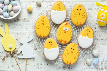 Easter funny chicken chicks icing cookies