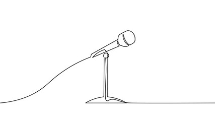One line loudspeaker voting agitation. Notification mail continuous line art illustration sketch outline drawing vector. Crowd teamwork management