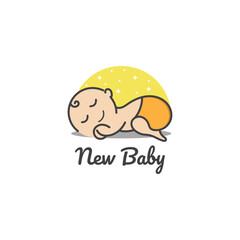 Cute sleeping baby logo suitable for illustration, baby shop, web, shop