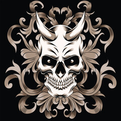 Skull with horns vector illustration
