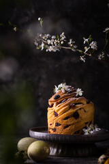 Easter cake cruffin with raisins and crunberry