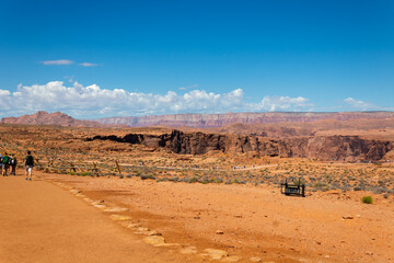 Page, Arizona, USA, June 23, 2022:  Horseshoe Bend Trail at the Glen Canyon National Recreation Area in Arizona, USA.