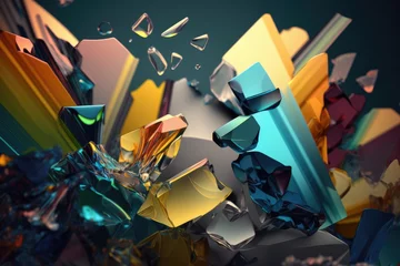 Foto op Plexiglas Abstract colorful background with broken glass, low poly design © Олег Фадеев