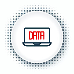 Line Data analysis icon isolated on white background. Business data analysis process, statistics. Charts and diagrams. Colorful outline concept. Vector