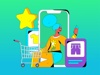 Internet celebrity e-commerce characters vector Internet hand-drawn illustration with live streaming
