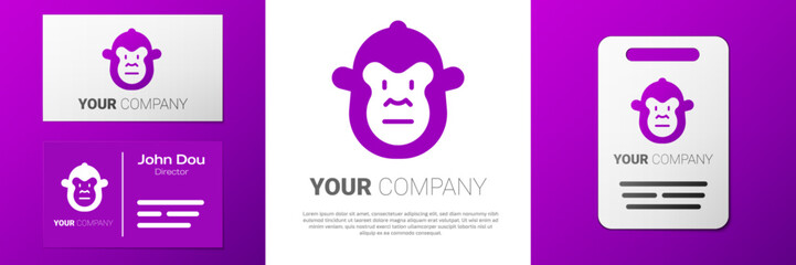 Logotype Monkey icon isolated on white background. Animal symbol. Logo design template element. Vector
