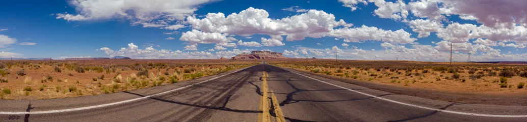 Foto op Aluminium State Route 98 in Coconino County of northern Arizona, USA. Empty desert road with the LeChee Rock in the background. © An Instant of Time