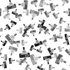 Black Air conditioner icon isolated seamless pattern on white background. Split system air conditioning. Cool and cold climate control system. Vector