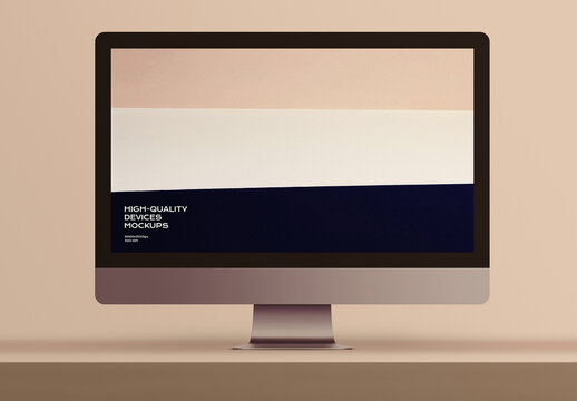PC Computer Desktop Monitor Screen Device Mockup Template