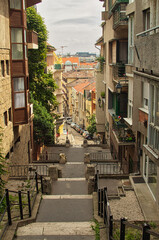 budapest street, stairs in town