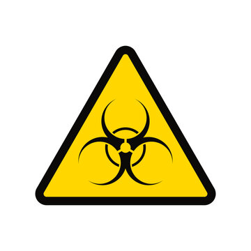 Yellow warning hazard symbol - biohazard sign, yellow triangle -biohazard attention.