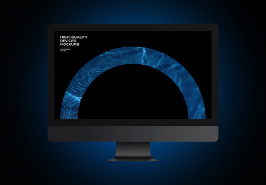 PC Computer Desktop Monitor Screen Device Mockup Template